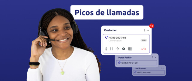 Agente de contact center gestionando los picos de llamadas.
