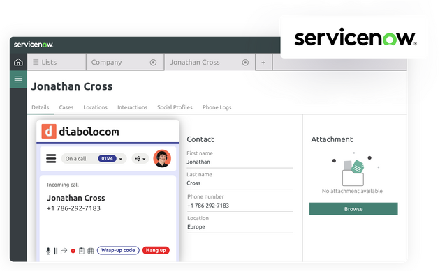 La integración de Diabolocom con ServiceNow agiliza tus campañas de llamadas.