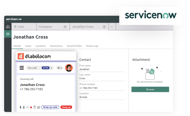 La integración de Diabolocom con ServiceNow agiliza tus campañas de llamadas.