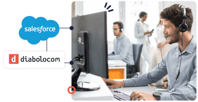 Utiliza los datos de tu CRM de Salesforce para interactuar con clientes a través de la integración CTI de Diabolocom.